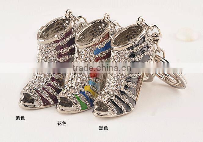 2016 New High Heel Keychains Rhinestone Shoe Keyring charm Women Handbag key holder,girl bag Pendant Jewelry