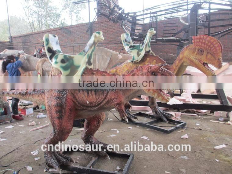 Insert coins Animatronic dinosaur kiddy rides for theme park