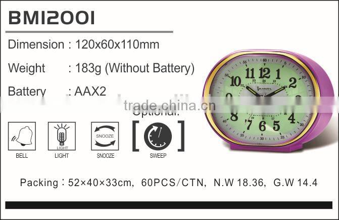 Ellipse Shape Luminous Dial Alarm Clock / Hot Sale Melody wake up Alarm Clock