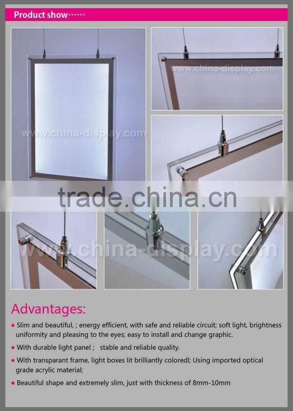 Ceiling or wall hanging crystal acrylic backlit picture led signs window