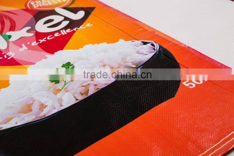 Bopp laminated pp woven bag for 25kg 50kg rice packing