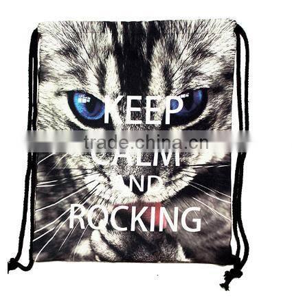 Foldable Tiger Zebra girls 3D printing animal draw string canvas Back pack bag