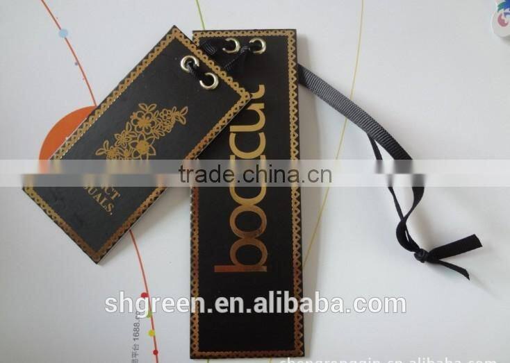 Vogue spot UV paper hangtag with nylon ribbon