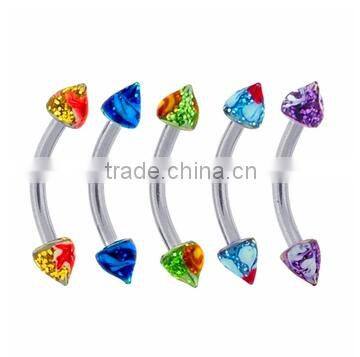 Titanium anodized fancy high polished ball eyebrow rings fake eyebrow rings