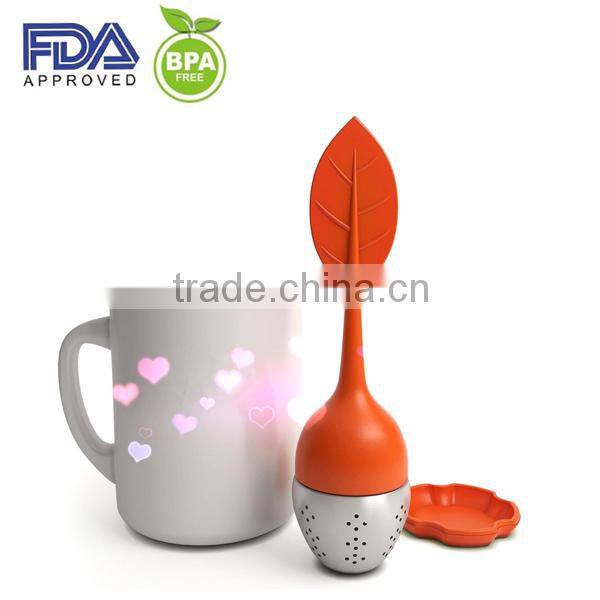 FDA Standard Silicone Loose Tea Leaf Strainer Herbal Spice Infuser Filter Diffuser