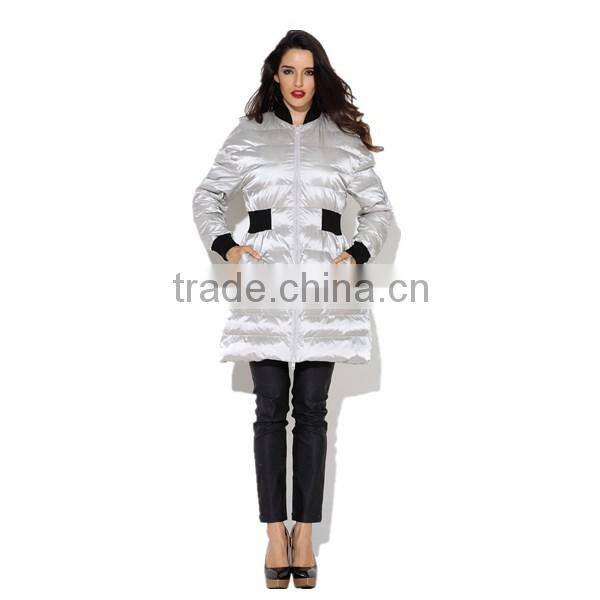 Pretty steps 2015 high end silver elegantly long length ladies winter Long Down & Feather Fill Coat