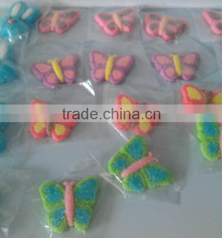 Halal Cotton Candy Rabbit / Butterfly / Worm Shape Marshmallow Kakob Lollipop
