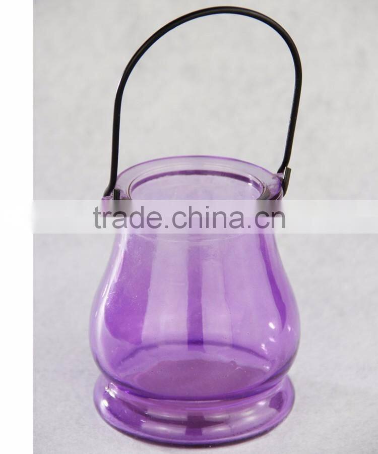 Tall colored glass candle holder glass container for candles