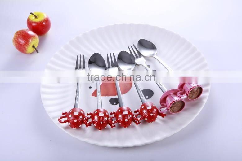Cute and elegant design dessert spoon & fork set with gift box packing