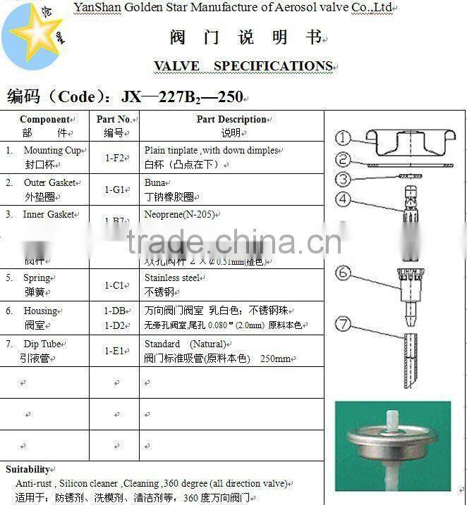rubber spray aerosol valve