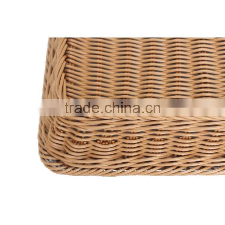 Handcraft PE rattan fruit vegetables basket double for supermarket display