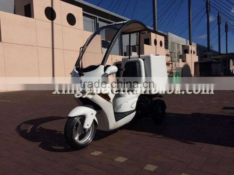 three wheel electric tricycle roof scooter for delivery with tilting mechanism