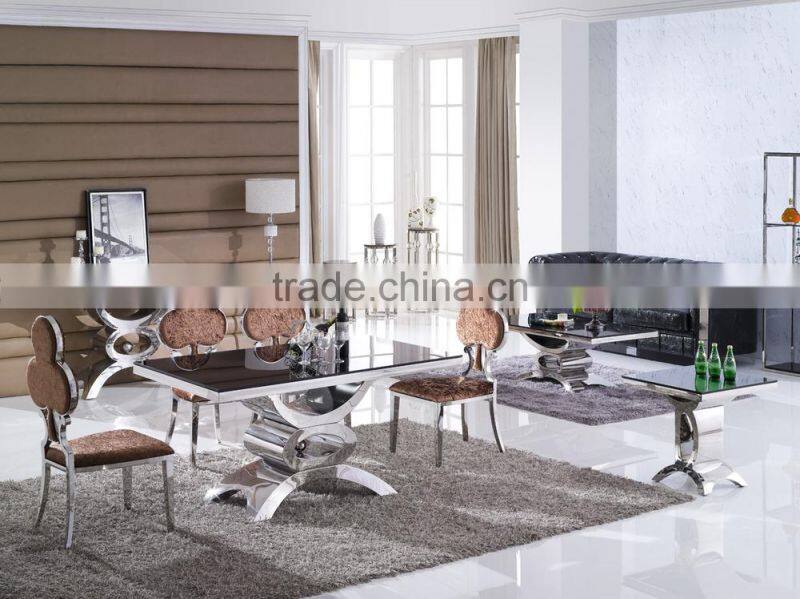 Modern Style Stainless Steel Dining Table And Chairs, Stainless Steel Home Furniture