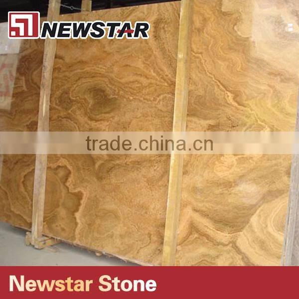 Newstar Polish Golden Yellow Wooden Marble Slab For Family Decoration