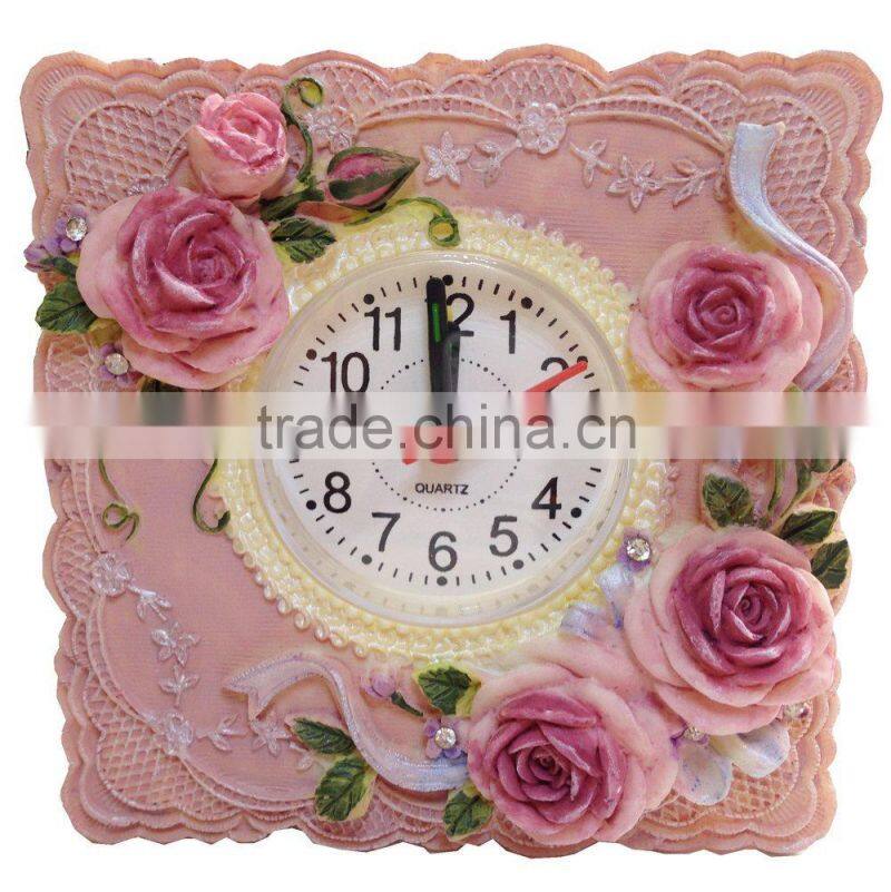 resin Petite Floral rose Alarm Clock/table alarm clock/rose desk clock