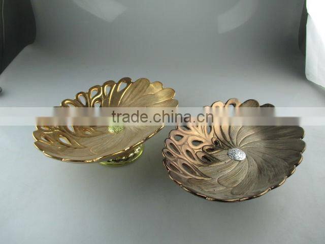 Stocklot golden metal stand for fruit/cake/candy/daily use