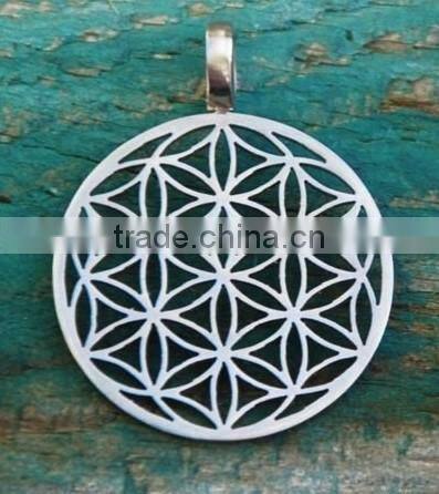 silver flower of life pendant, flower of life earring