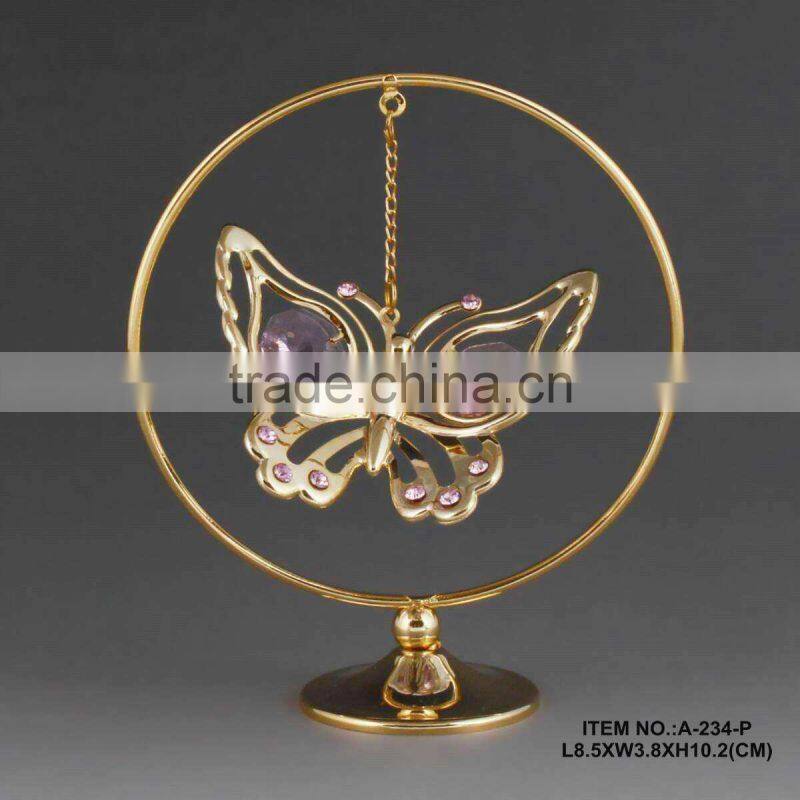 24k gold plated metal swan ornaments for decoration
