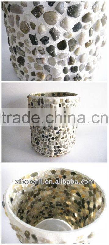 White Pebble Cylinder Vase Glass Flower Pot Decorations