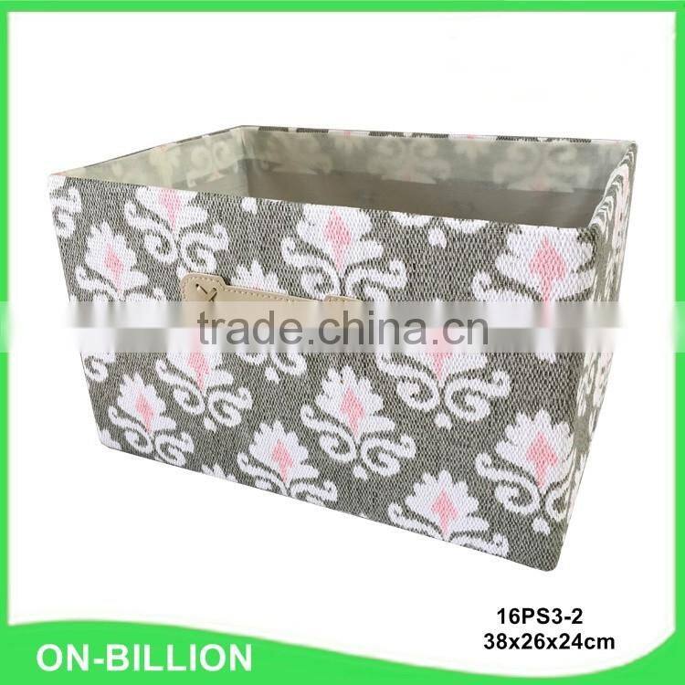 Household decorative foldable paper cloth basket with handle