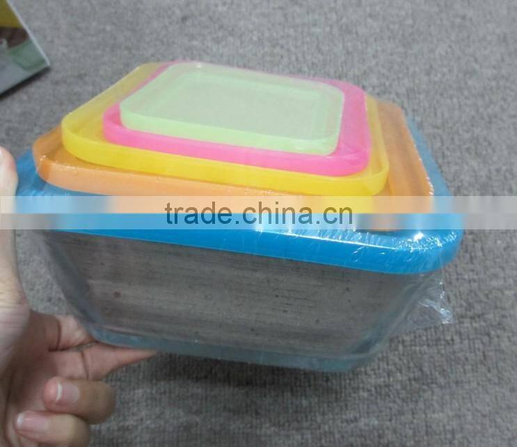 engraved square glass bowl set,high quality 5pcs glass bowl with lid,glassware set