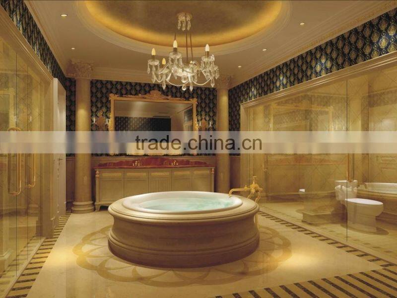 Exquisite Elegant Royal European Style Master Bedroom 3D Interior Rendering Design in Golden White and Blue BF12-03314j