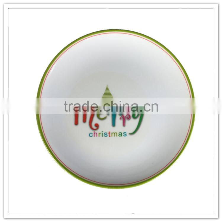 Professional China manufacturer custom printed reusable melamine kids christmas plate