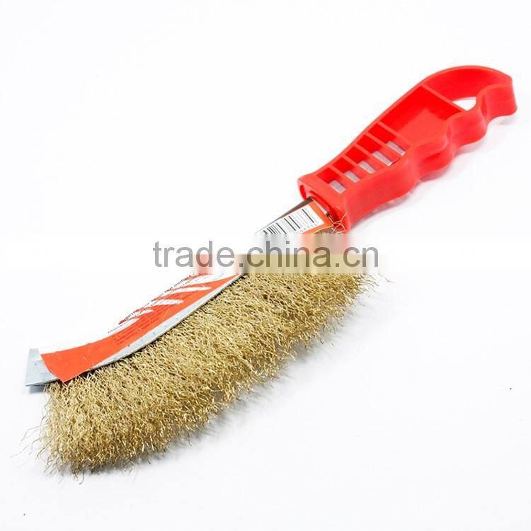 Plastic hand scratch knife type steel bbq grill cleaning wire brush