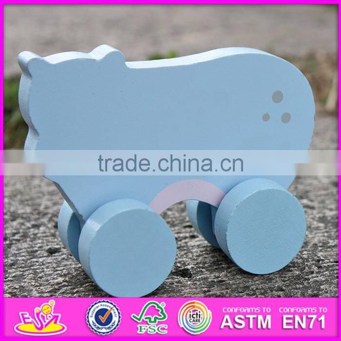 2017 New products kids animal toy wooden toy wheels W04A317