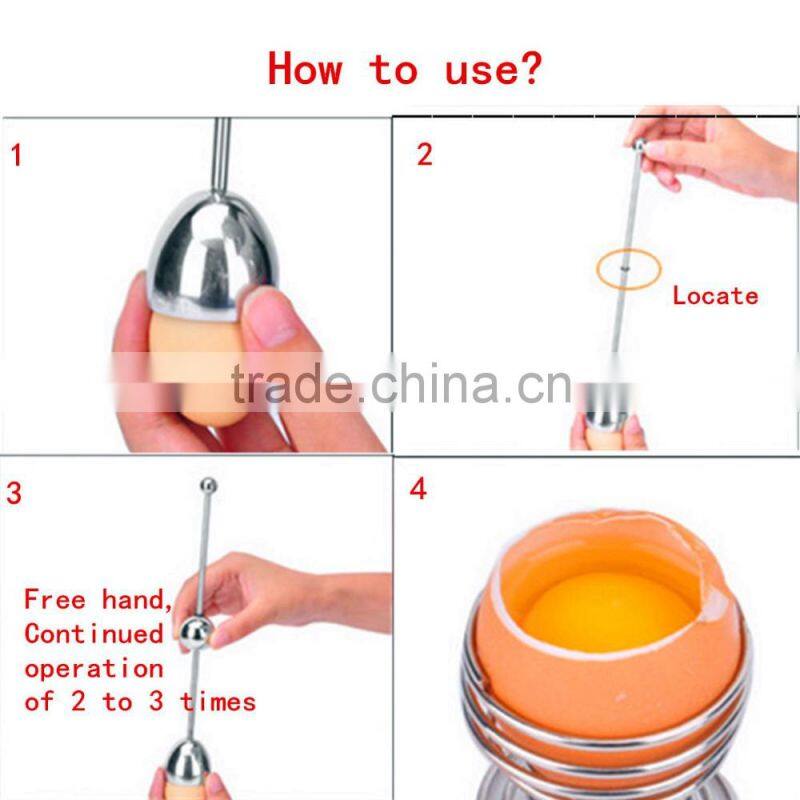 Stainless Steel Boiled Egg Topper Shell Top Cutter Knocker Opener Kitchen Tool
