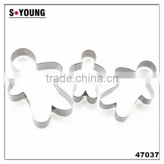 47037 3pcs ginger shape stainless steel cookie cutter set