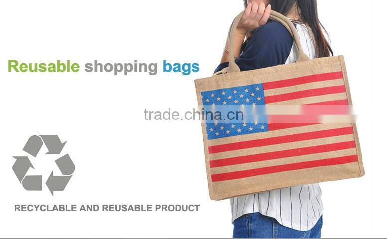 Christmas tote used bag jute fabric recycling sack