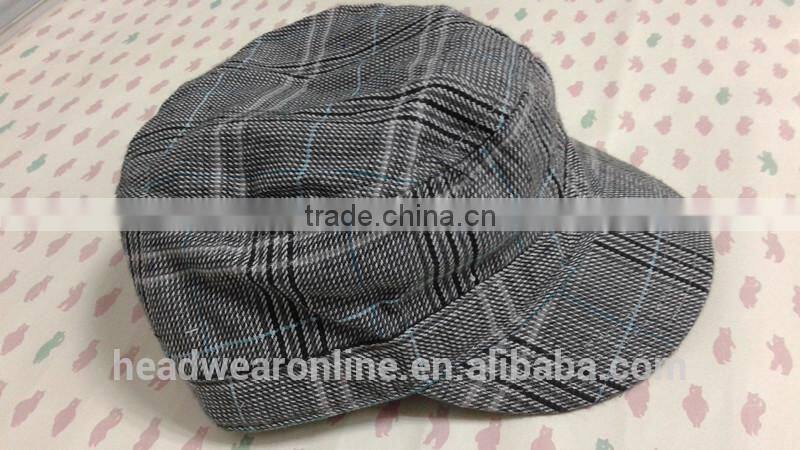Custom Kid's plaid Military Caps of 100%Cotton Dongguan Factory