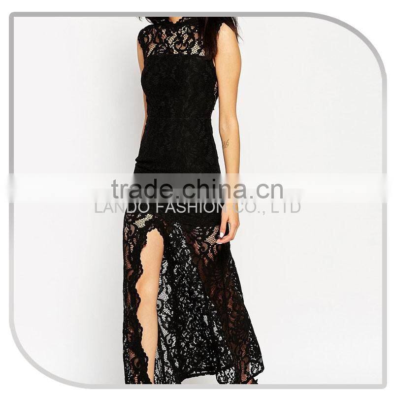 Ladies new sex model split gown dress & ladies fashion lace party wear gown dresses