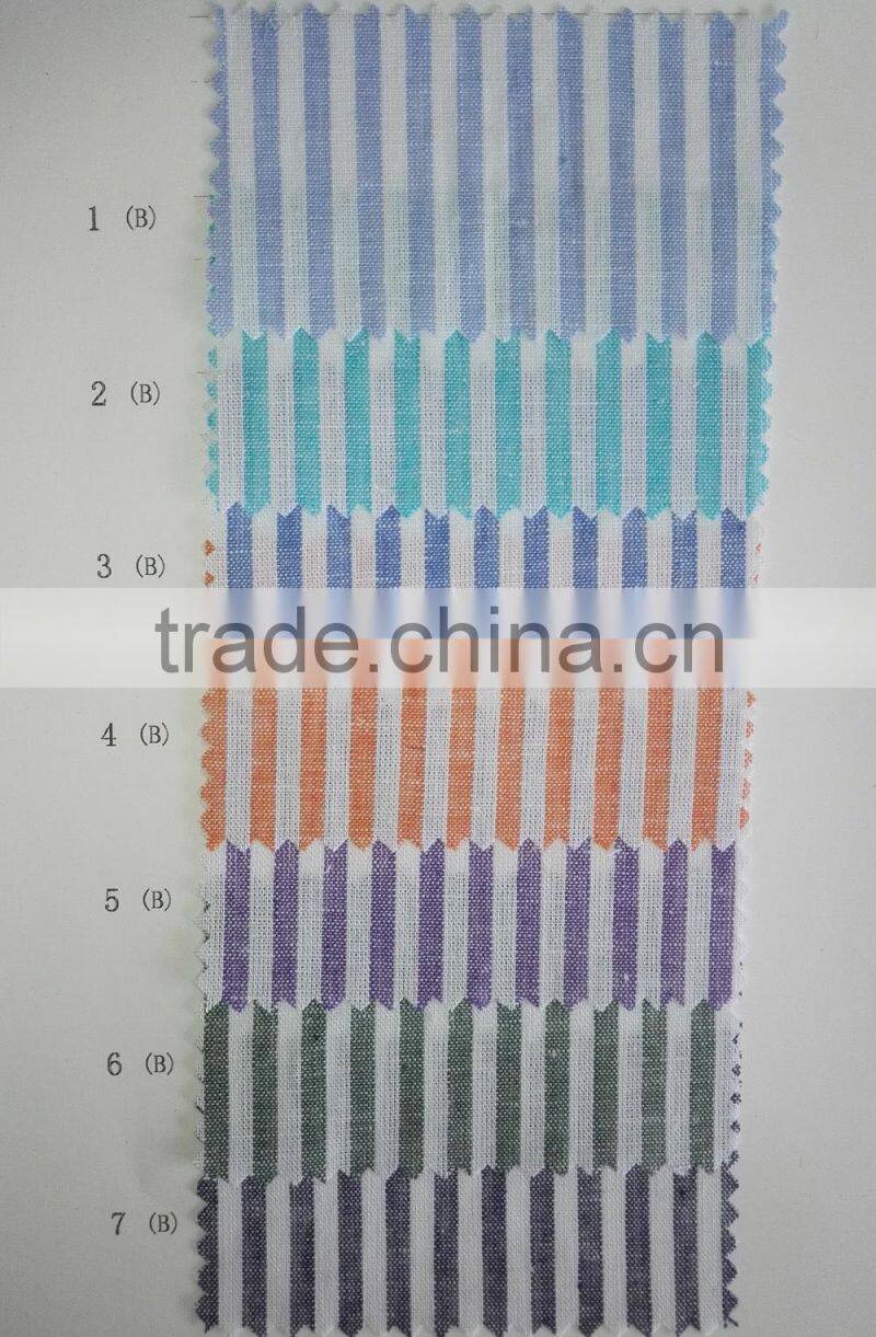 130gsm popular striped cotton linen yarn dyed fabric for shirt garment