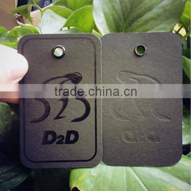 2016 custom garments black cardboard paper spot UV logo hang tags