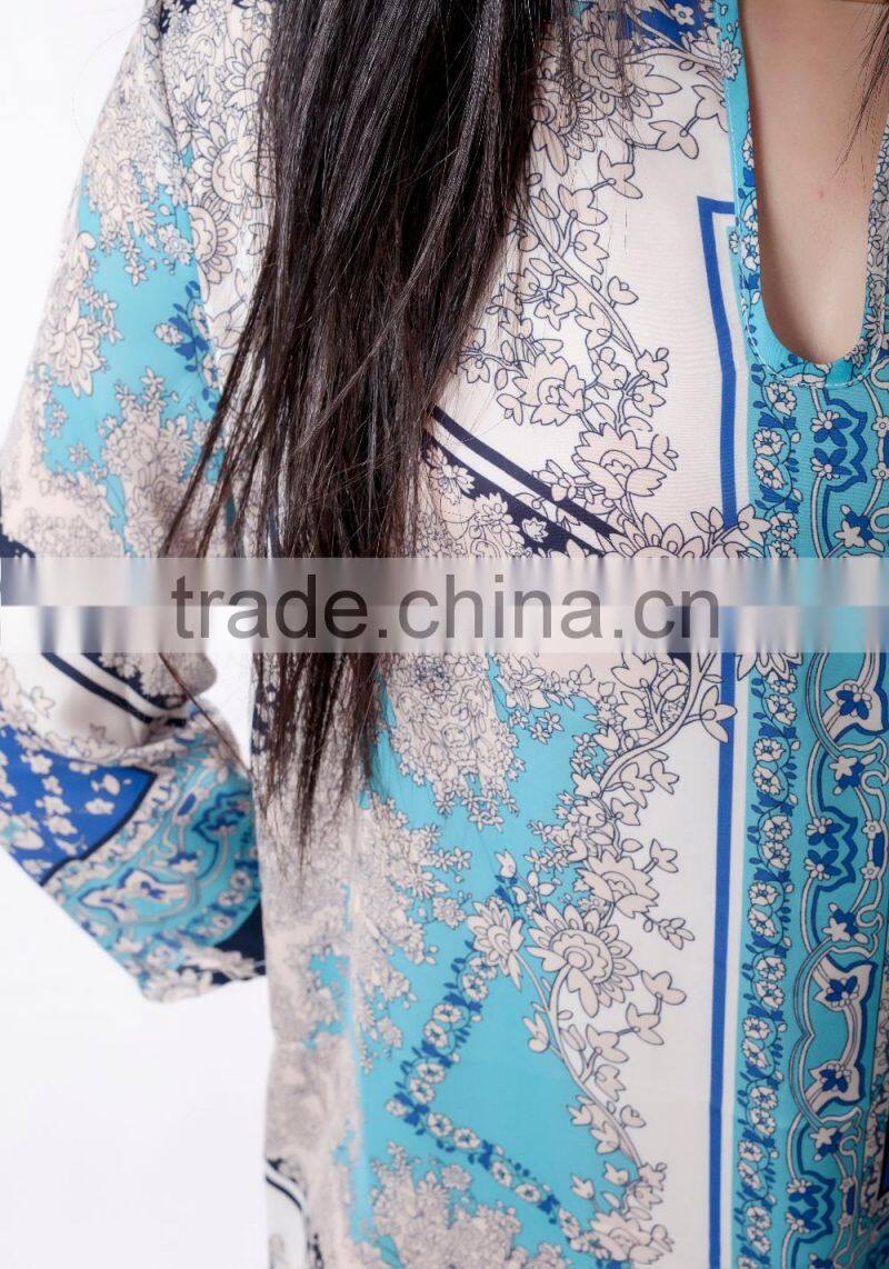 long sleeve short floral casual dress 2015