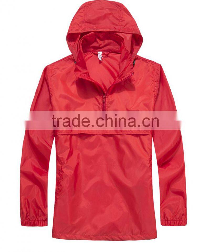 Factory Red Hoody Windproof Lady Coat rain coat