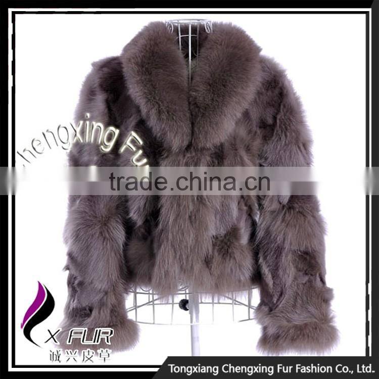 CX-G-A-258D Luxury Women Winter Patchwork Fox Fur Garment