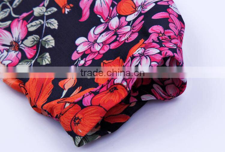 2015 Latest Hot sell european summer hot sale flower style shirt women tee shirt