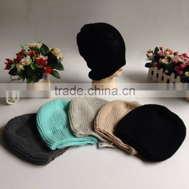 plain export double layer pure color cheap winter warm hats factory