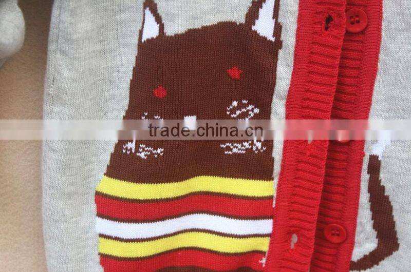 trendy unisex children anitmal cartoon pattern knitted cardigan