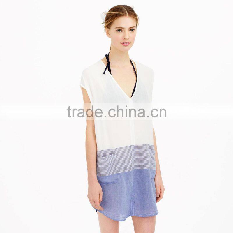 pocket women sexy romantic sleepwear in metallic stripe