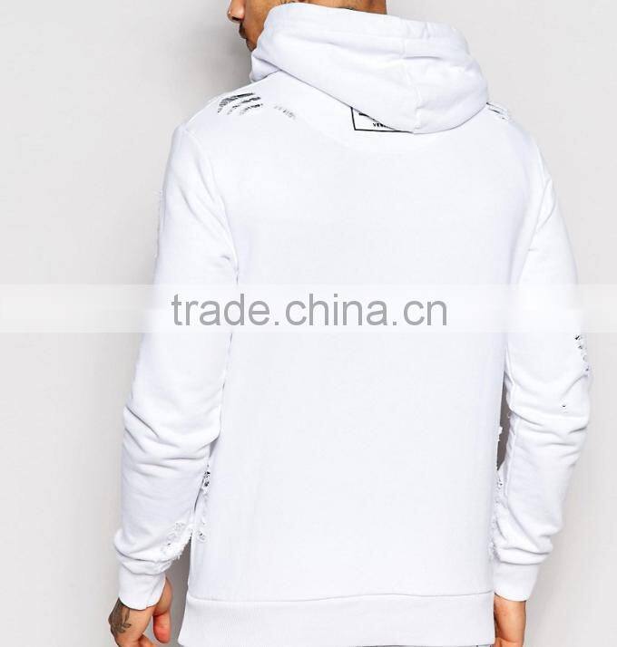 custom 100% cotton distressed blank hoodie / design your own logo pullover hoodie