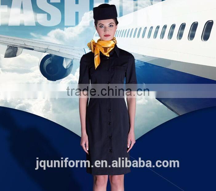 custom nice and chantilly cotton material dress stewardness female uniforms for the airport