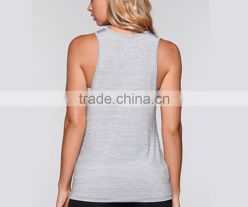 Hot Sale Fitted Long Tank Gym Singlets Body Building Wear Womens Yoga Tank