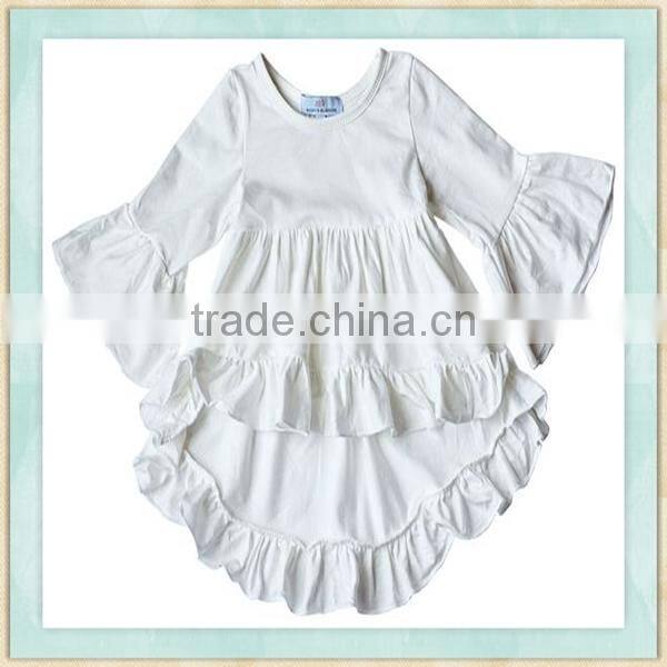 Baby girl frock fancy white ruffle raglan sleeve smoking 2 year old girl dress for kids