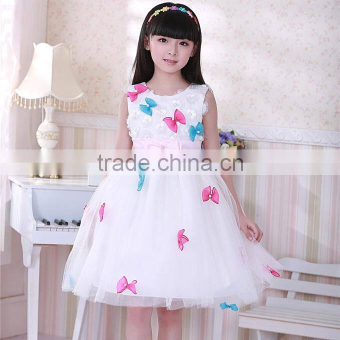 2016 Newest Girls Wedding Dresses Bows White Princess Kids Dress For Korean Style Children Clothes GD40829-9