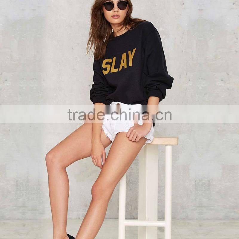 Women's 100% cotton gold foil sreetwear casual sweatshirt