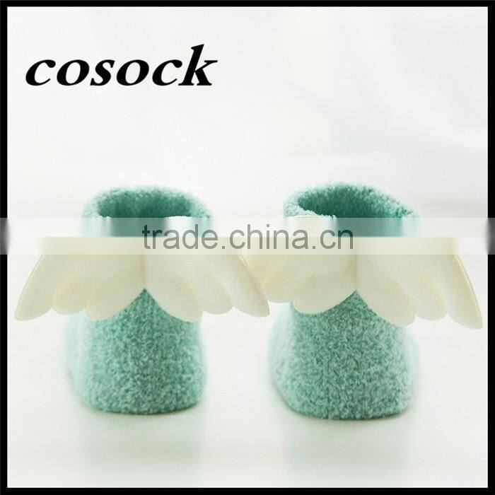 Rainbow color baby clothes little angel fuzzy non-slip socks for newborn infant